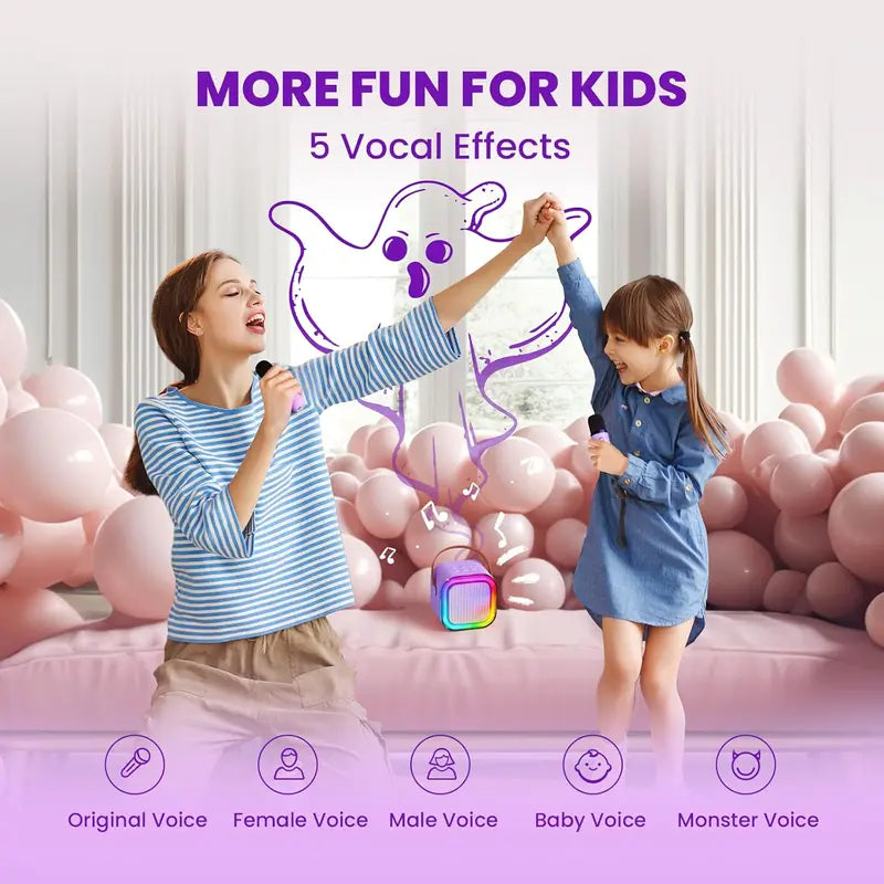 🎤 Unleash the Fun ✨Portable Mini Karaoke Machine with 2 Wireless Microphones 🎶