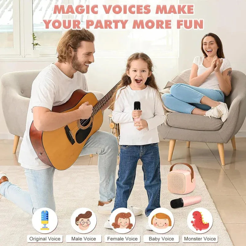 🎤 Unleash the Fun ✨Portable Mini Karaoke Machine with 2 Wireless Microphones 🎶