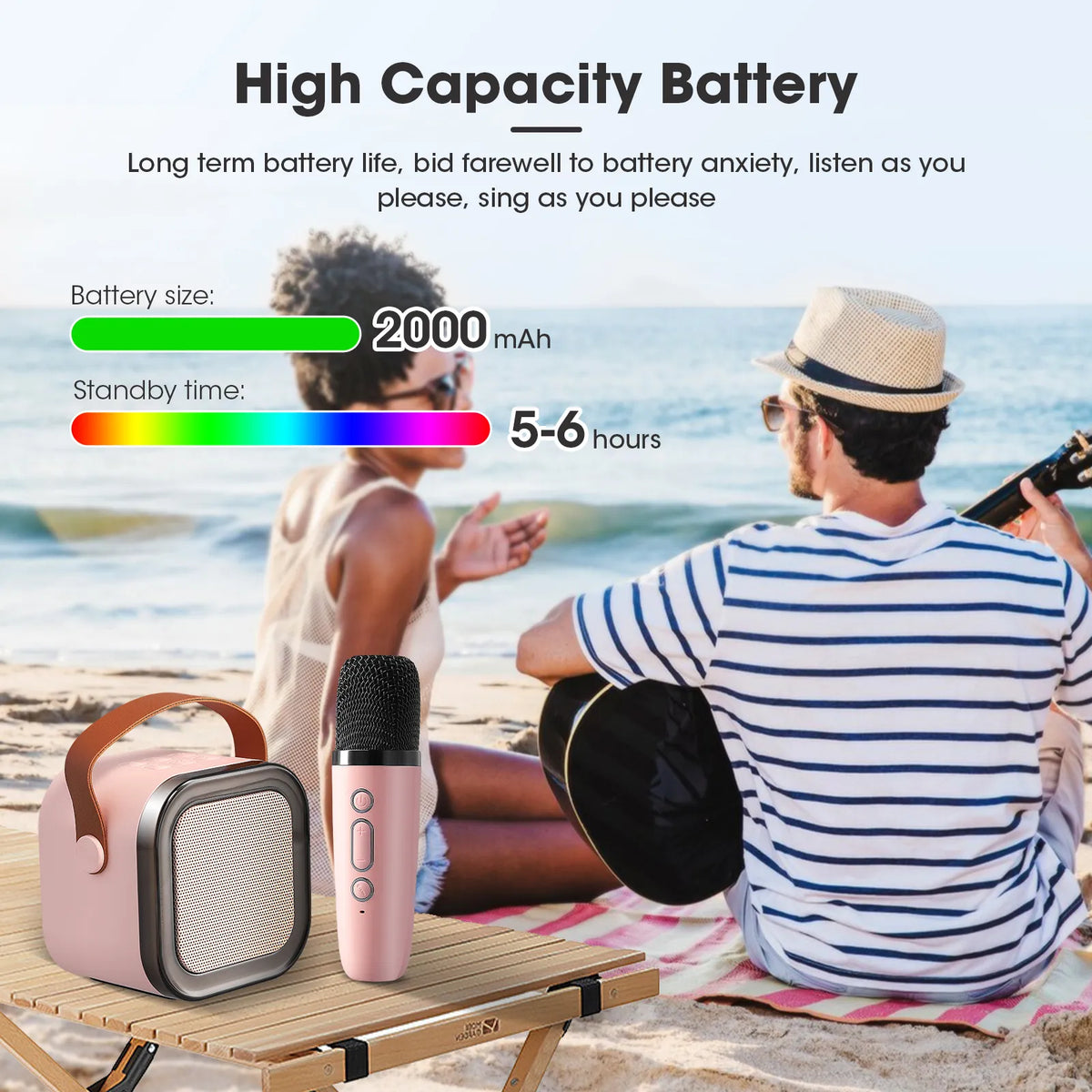 🎤 Unleash the Fun ✨Portable Mini Karaoke Machine with 2 Wireless Microphones 🎶