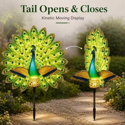 Solar Peacock Garden Sculpture – Lifelike Color Glowing Outdoor Yard Landscape Ornament