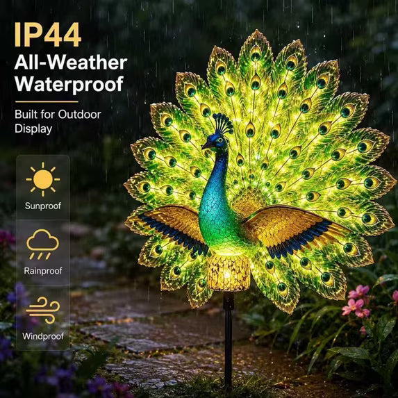 Solar Peacock Garden Sculpture – Lifelike Color Glowing Outdoor Yard Landscape Ornament
