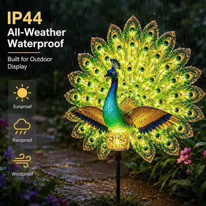 Solar Peacock Garden Sculpture – Lifelike Color Glowing Outdoor Yard Landscape Ornament