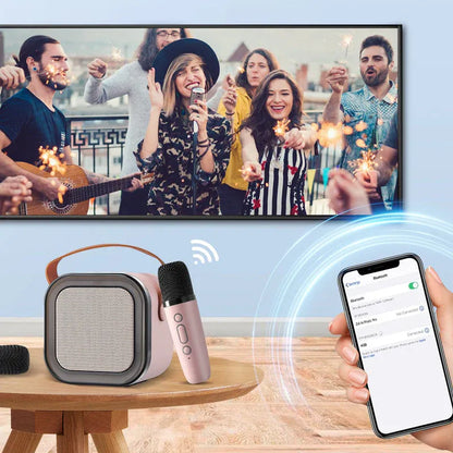 🎤 Unleash the Fun ✨Portable Mini Karaoke Machine with 2 Wireless Microphones 🎶