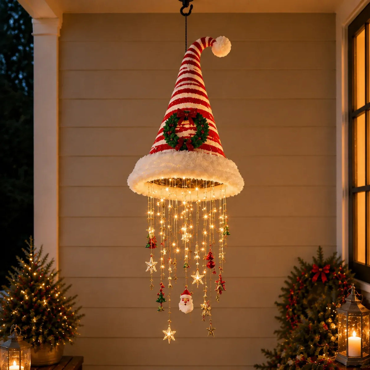 Glowing Christmas Hat Hanging Chandelier