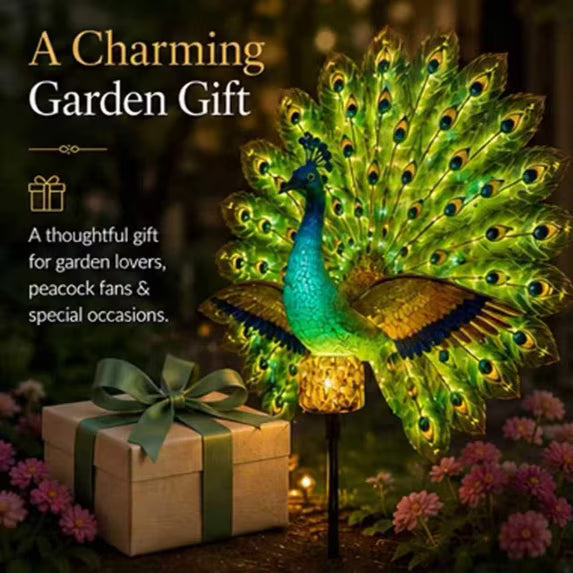 Solar Peacock Garden Sculpture – Lifelike Color Glowing Outdoor Yard Landscape Ornament