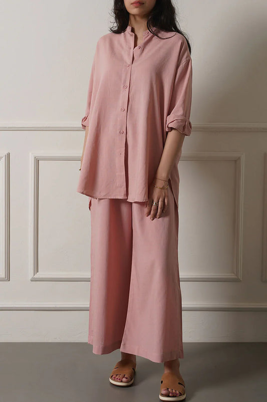 BAND COLLAR LONG SHIRT