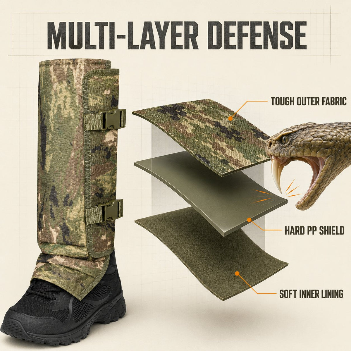 Reinforced Snake Protection Gaiters – Outdoor Leg Protection