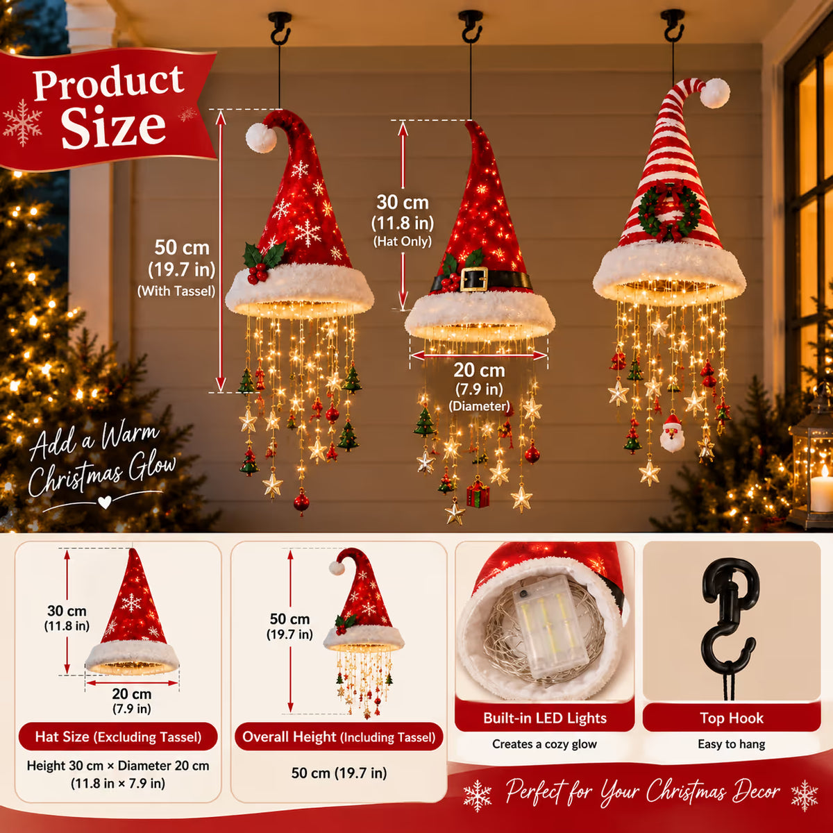 Glowing Christmas Hat Hanging Chandelier