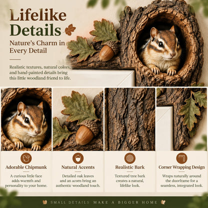 🐿️ 3D Chipmunk Tree Hollow Door Topper | Woodland Animal Doorway Decor For Cozy Nature Homes