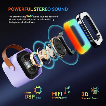🎤 Unleash the Fun ✨Portable Mini Karaoke Machine with 2 Wireless Microphones 🎶