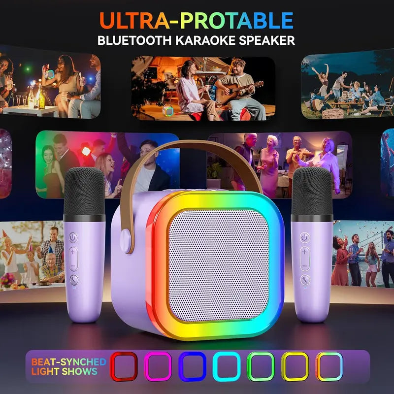 🎤 Unleash the Fun ✨Portable Mini Karaoke Machine with 2 Wireless Microphones 🎶