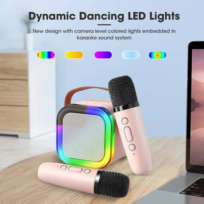 🎤 Unleash the Fun ✨Portable Mini Karaoke Machine with 2 Wireless Microphones 🎶