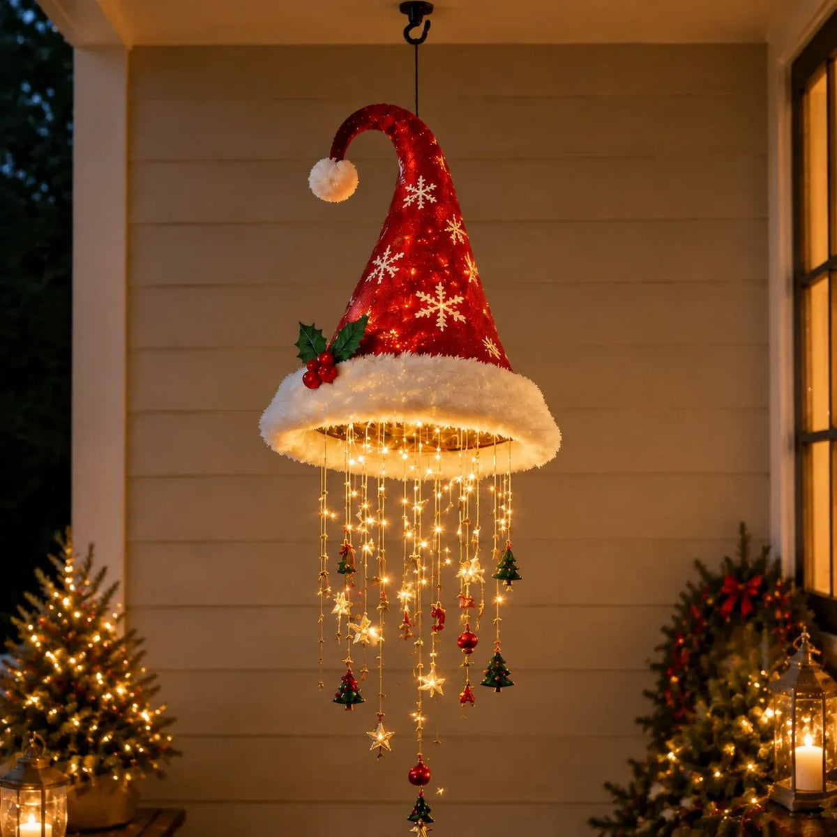 Glowing Christmas Hat Hanging Chandelier