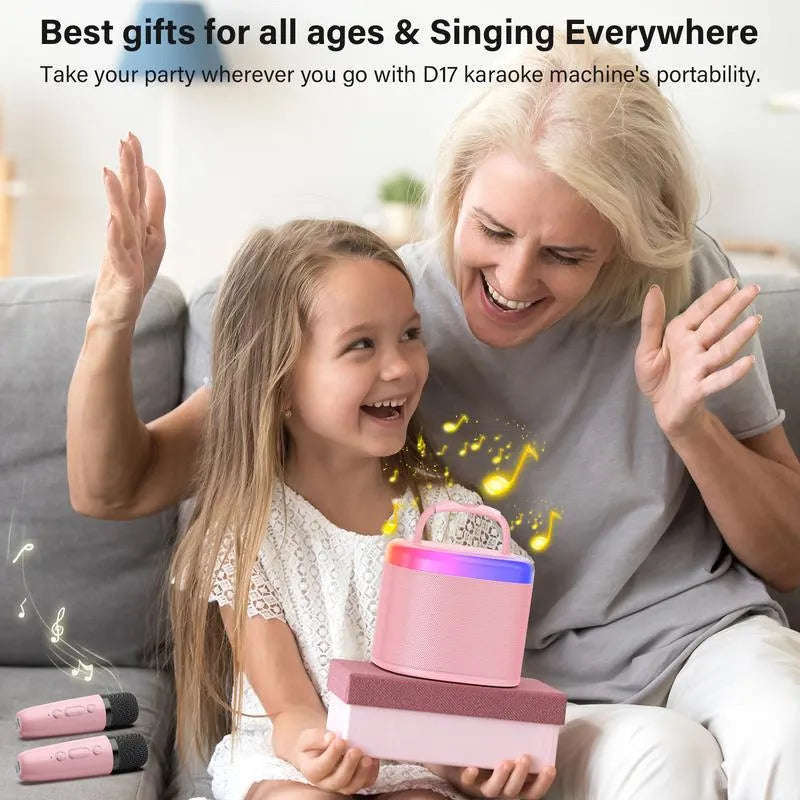 🎤 Unleash the Fun ✨Portable Mini Karaoke Machine with 2 Wireless Microphones 🎶